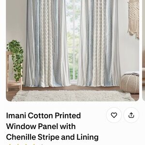 IMAN Cotton Window Panel in Blue and Cream Stripes